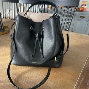 Kate Spade Black Leather Bucket Bag